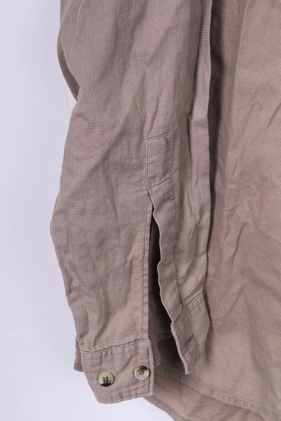 Marlboro Classsics Mens L Casual Shirt Light Brown Cotton Button Down Collar