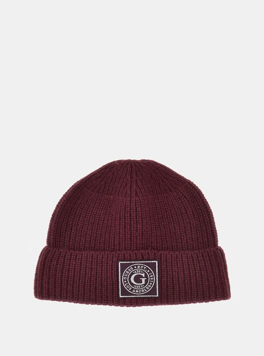 Maroon Hunter Ribbed Beanie Guess