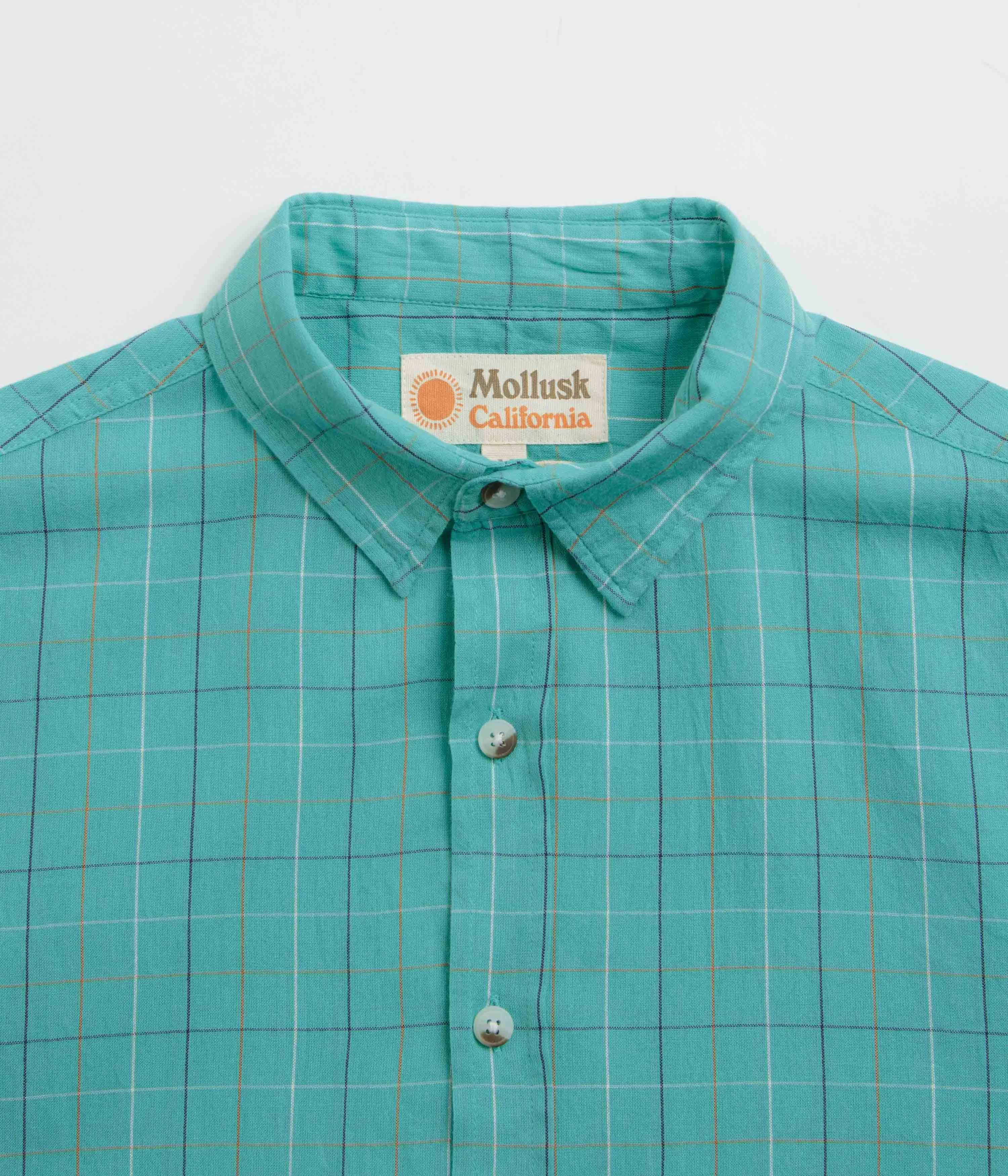 Mollusk Summer Shirt - Cyan Windowpane