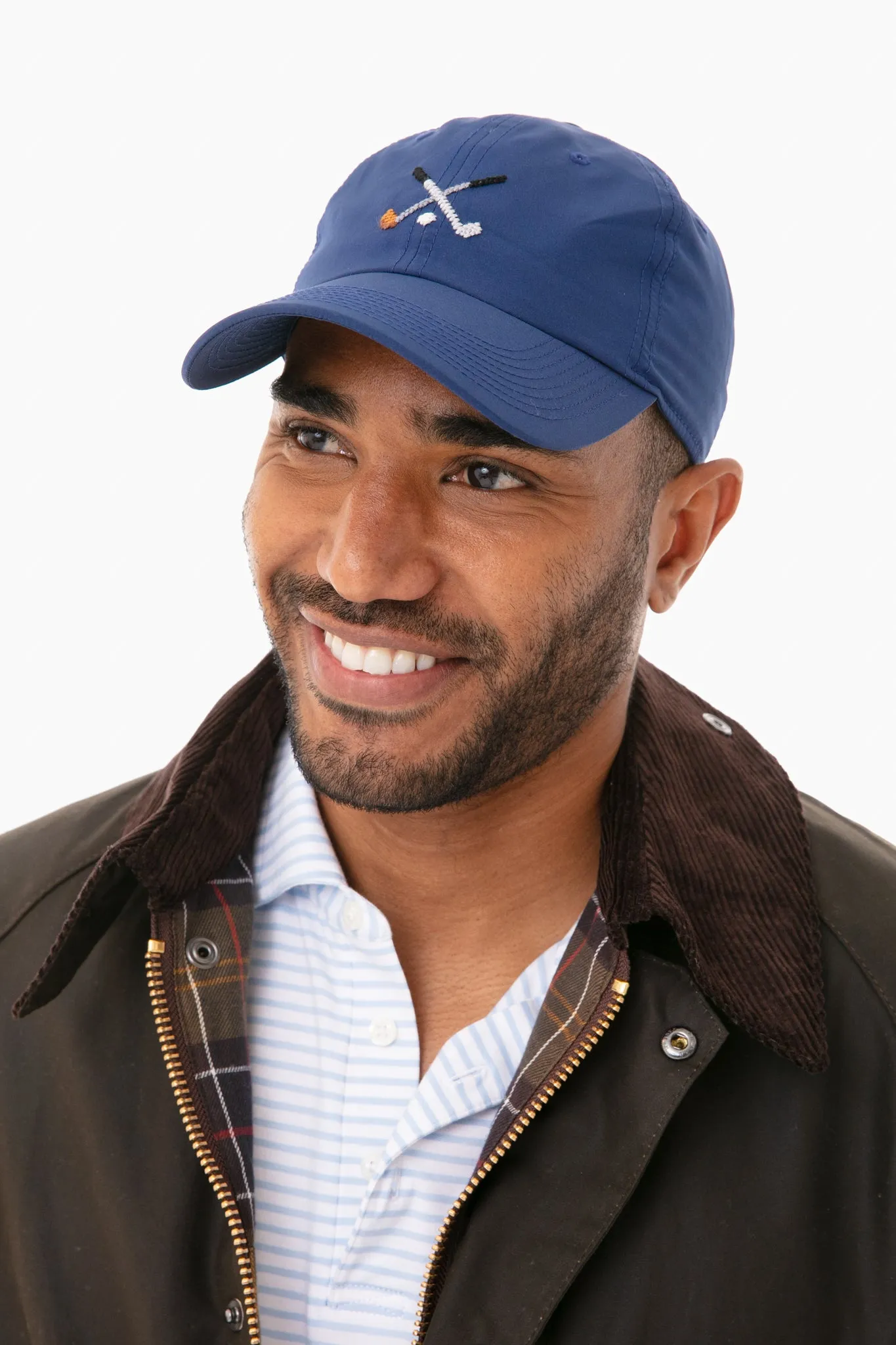 Navy Crossed Clubs Performance Needlepoint Hat