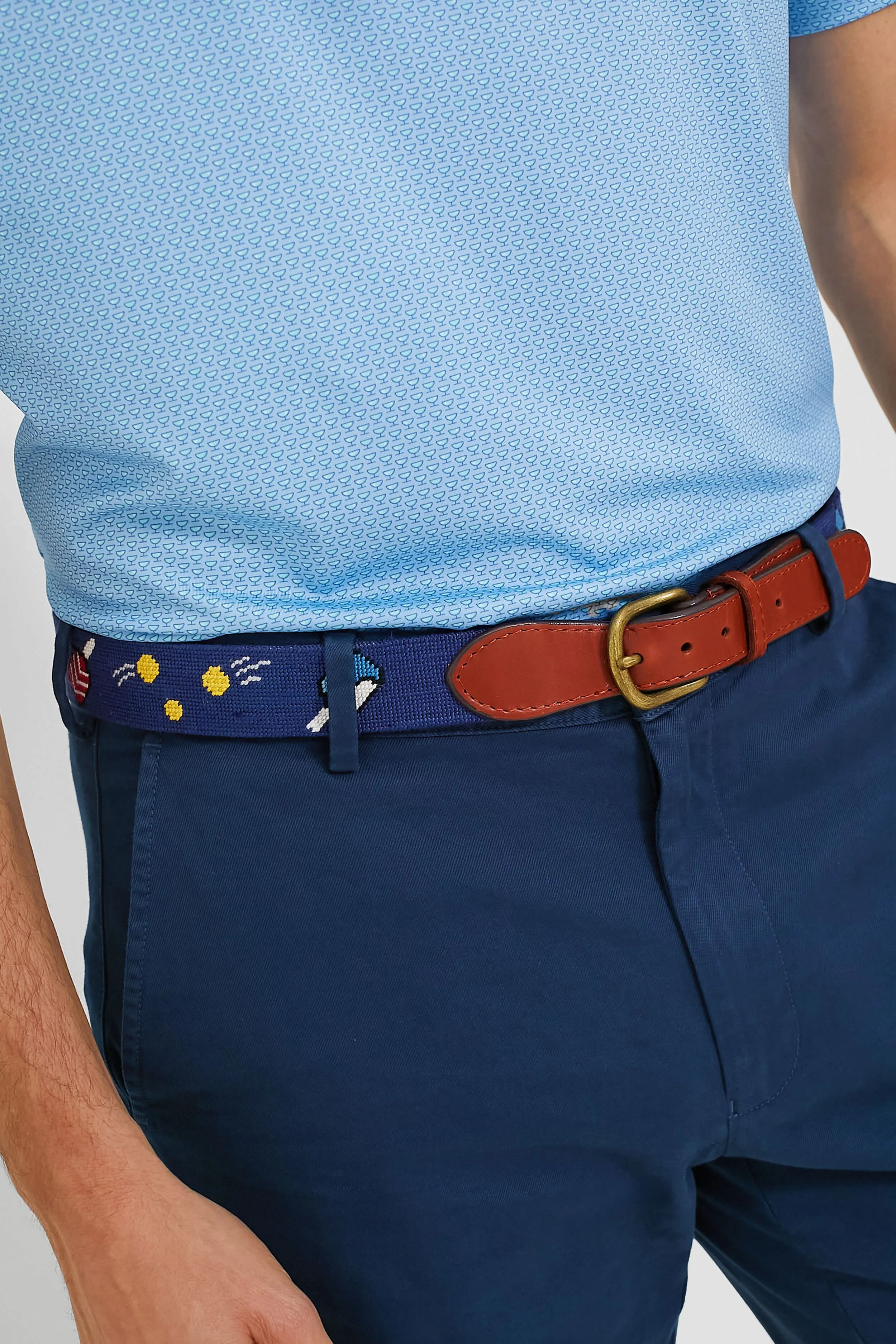 Navy Wacky Pickleball Needlepoint Belt