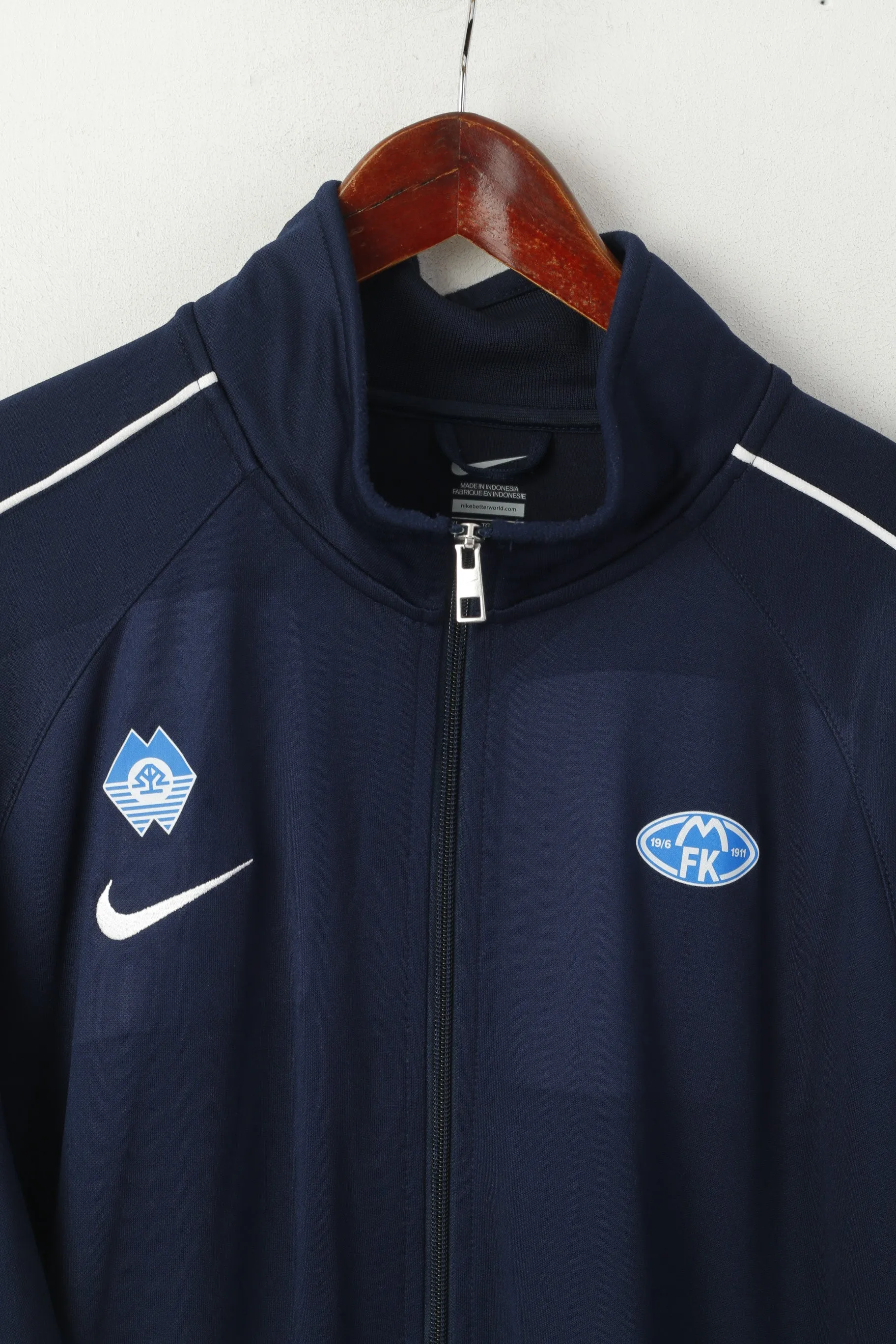 Nike Men XL Sweatshirt Navy Cotton MFK Molde Football Sport Full Zipp Track Top