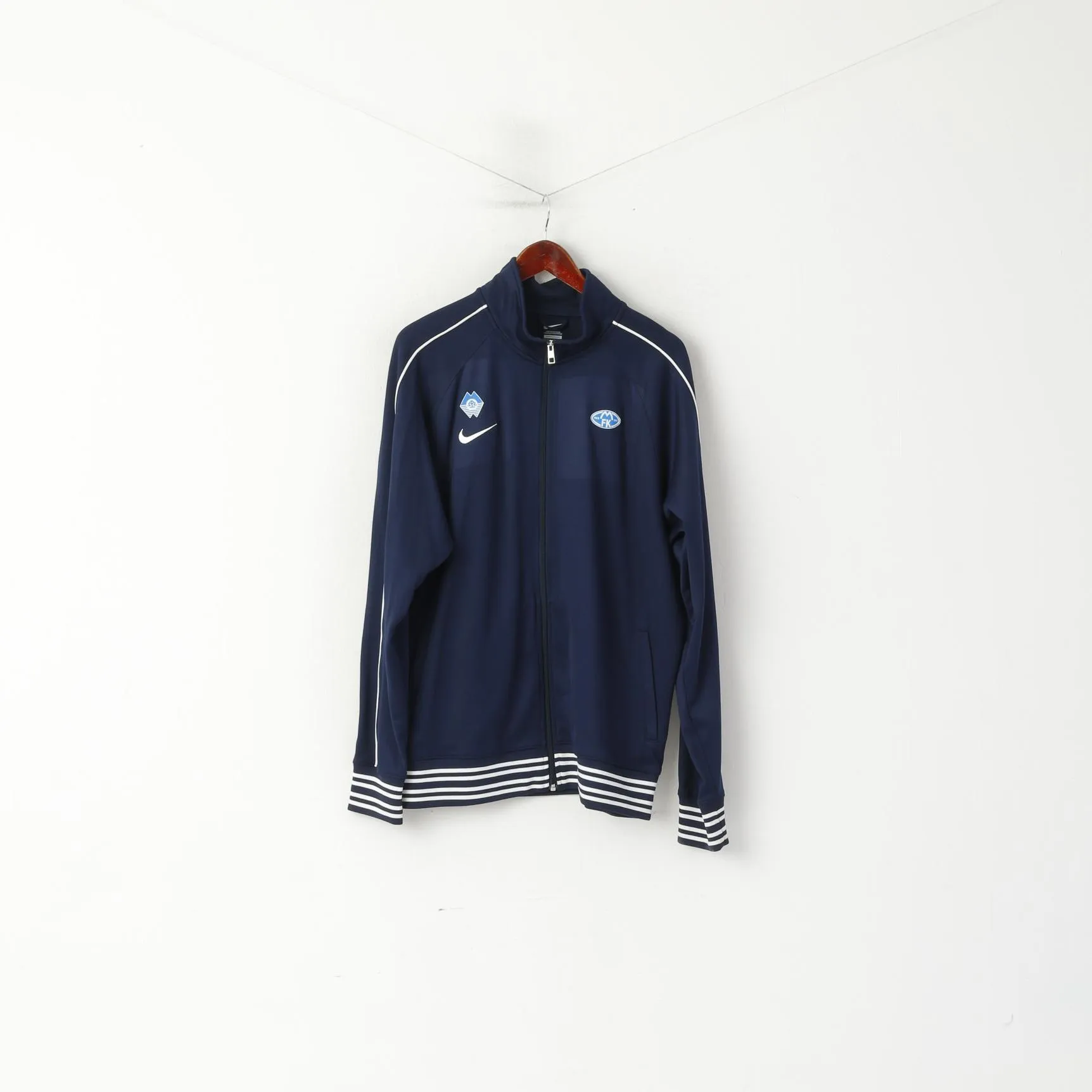 Nike Men XL Sweatshirt Navy Cotton MFK Molde Football Sport Full Zipp Track Top