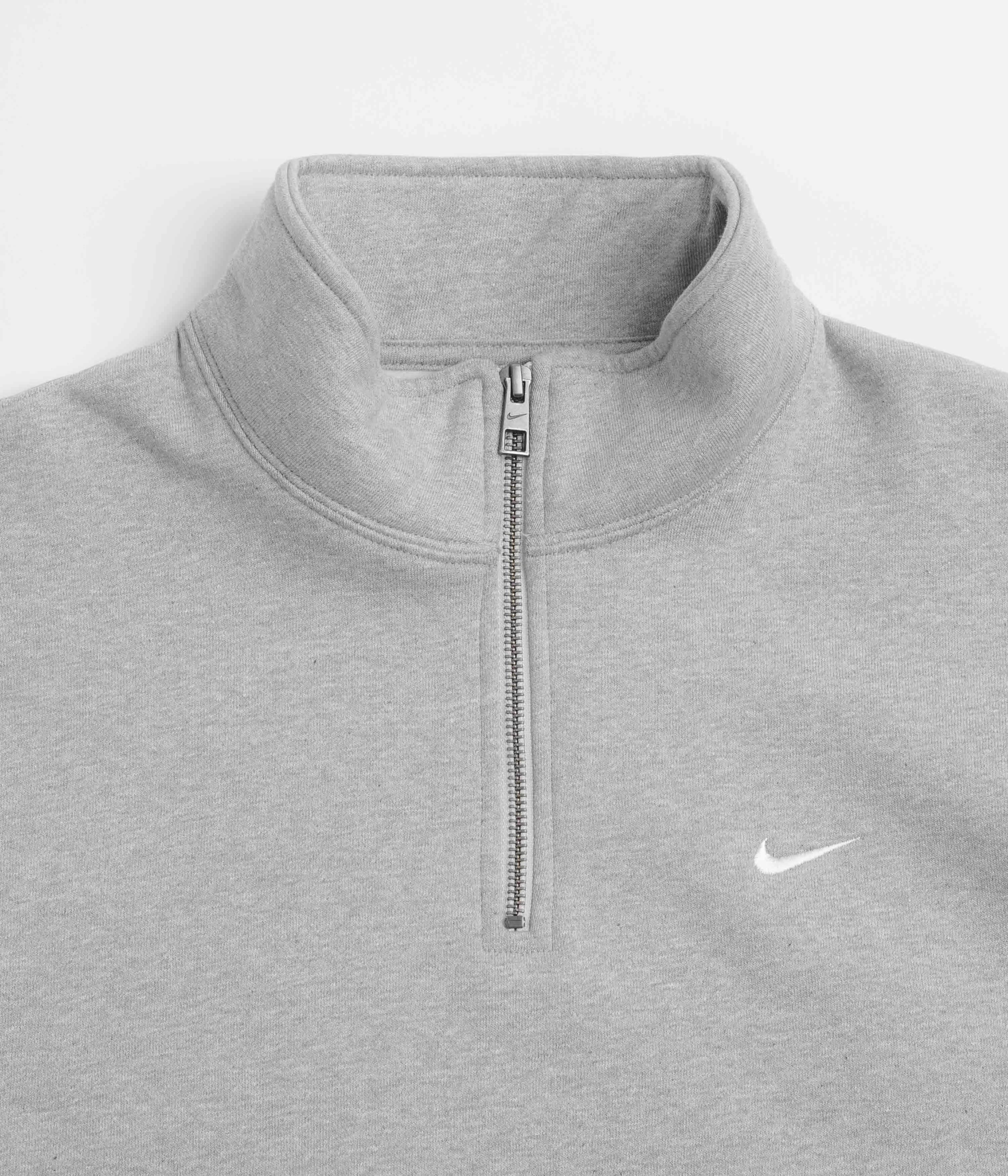 Nike Solo Swoosh 1/4 Zip Sweatshirt - Dark Grey Heather / White