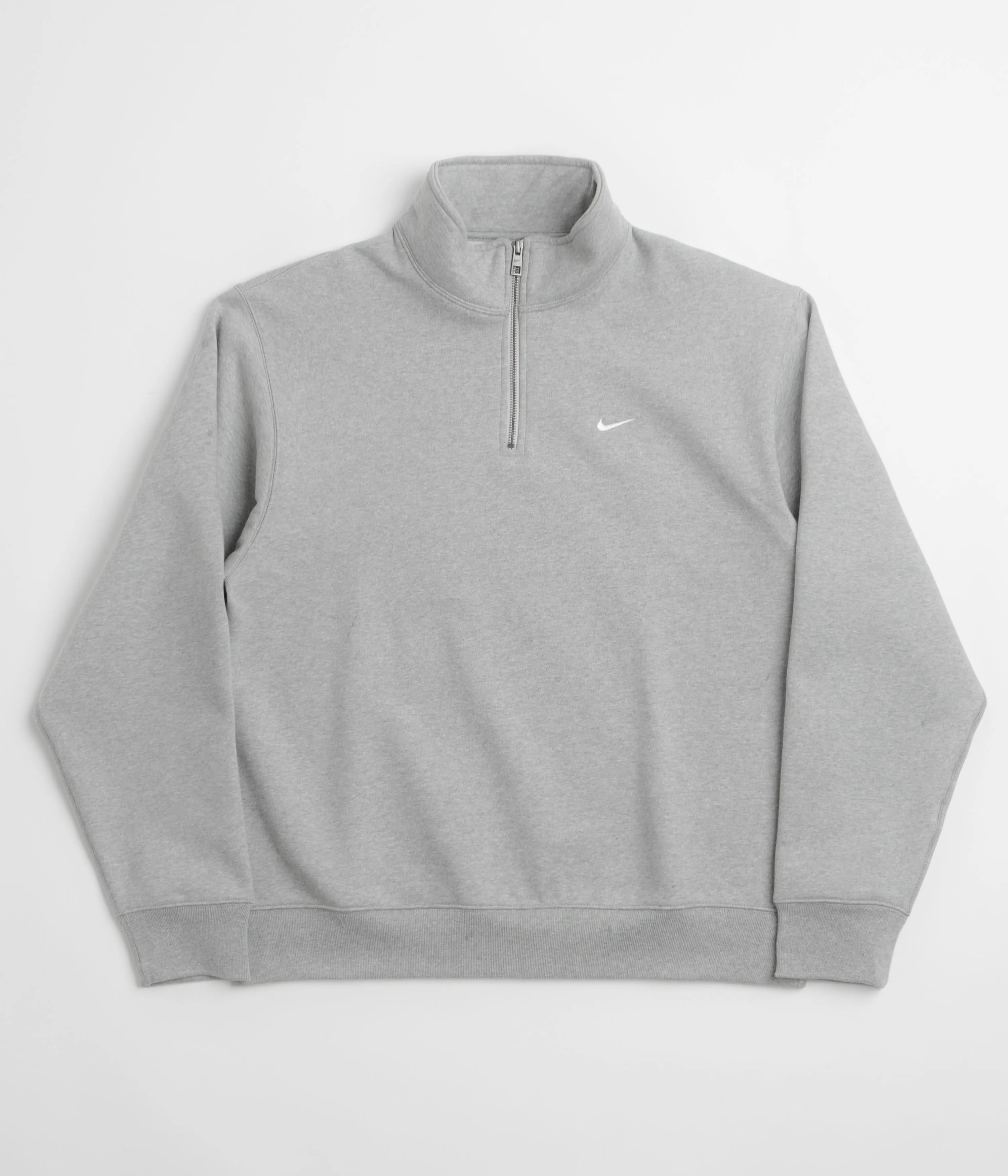 Nike Solo Swoosh 1/4 Zip Sweatshirt - Dark Grey Heather / White