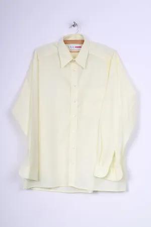 Olymp Golf Mens 42 XL Casual Shirt Yellow Cotton Long Sleeve