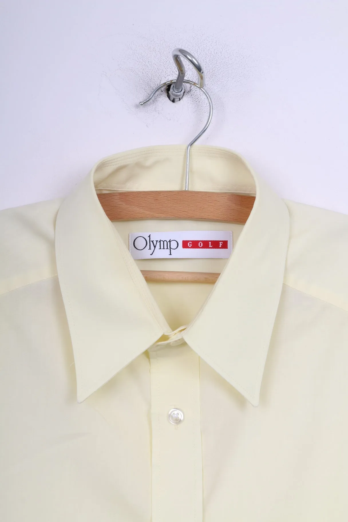 Olymp Golf Mens 42 XL Casual Shirt Yellow Cotton Long Sleeve