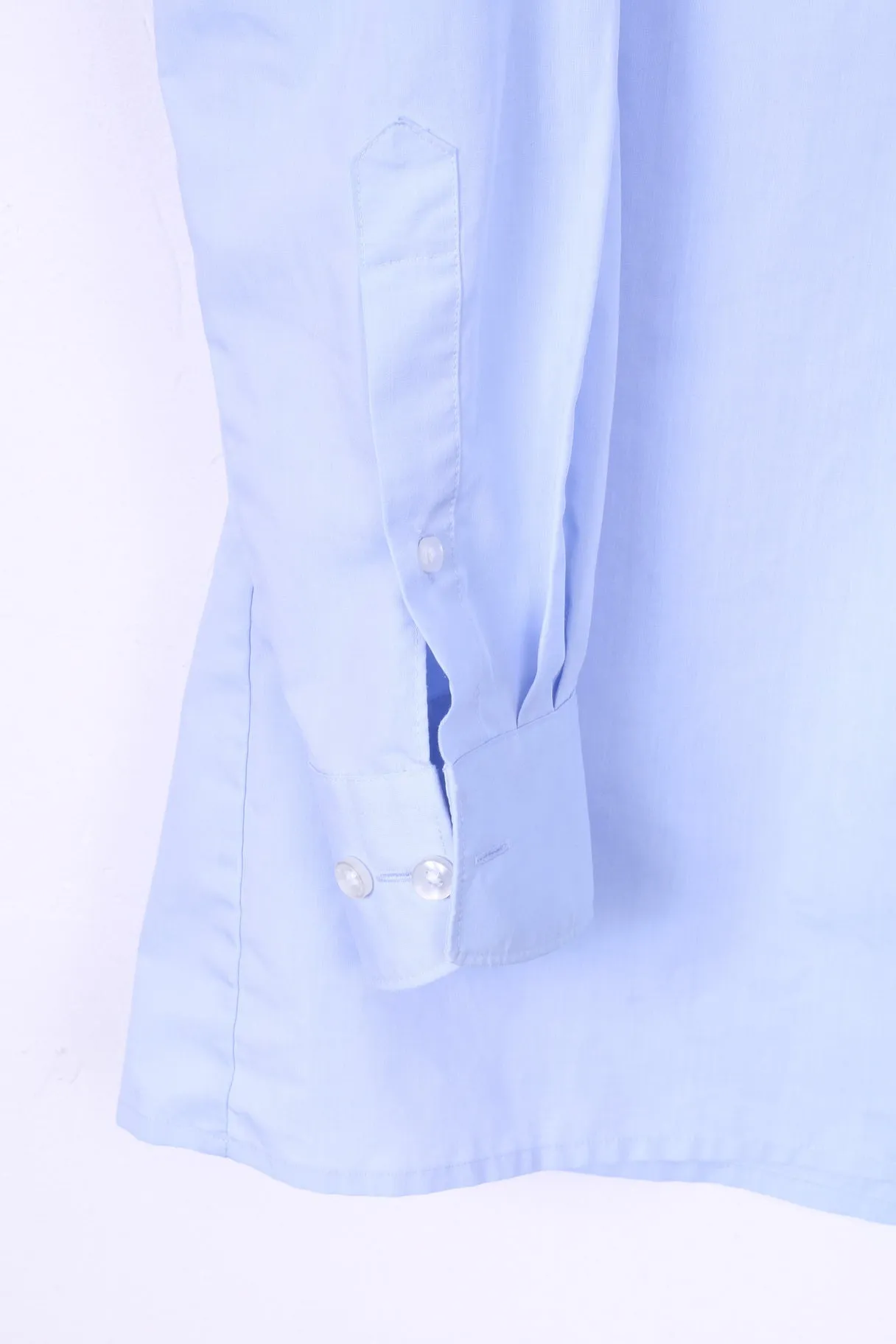 Olymp Luxor Mens 15.5'' 39 L Casual Shirt Slim Line Blue Long Sleeve Cotton