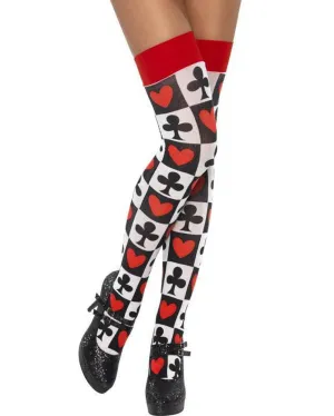 Opaque Poker Pattern Thigh Highs