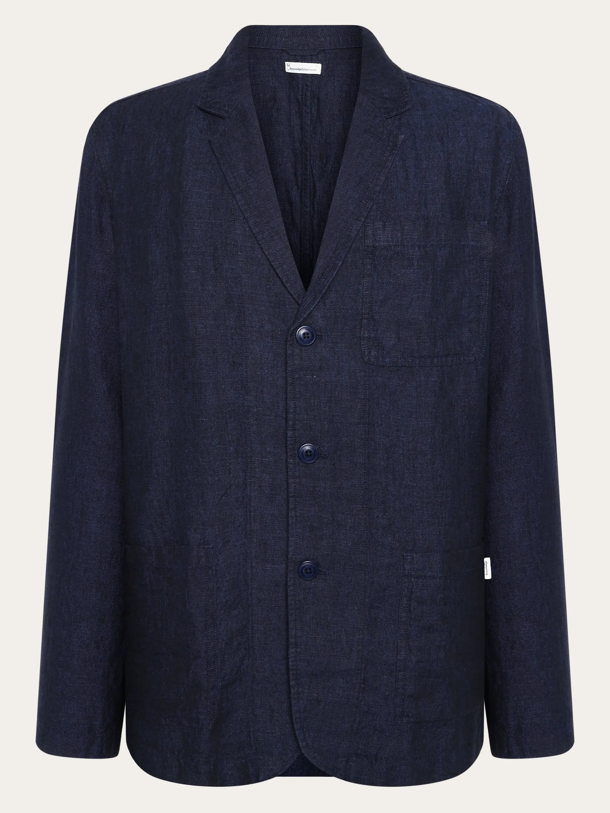 Organic Linen Blazer GOTS/Vegan - Yarndyed - Total Eclipse Knowledge Cotton