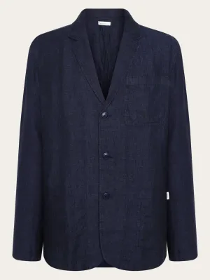 Organic Linen Blazer GOTS/Vegan - Yarndyed - Total Eclipse Knowledge Cotton