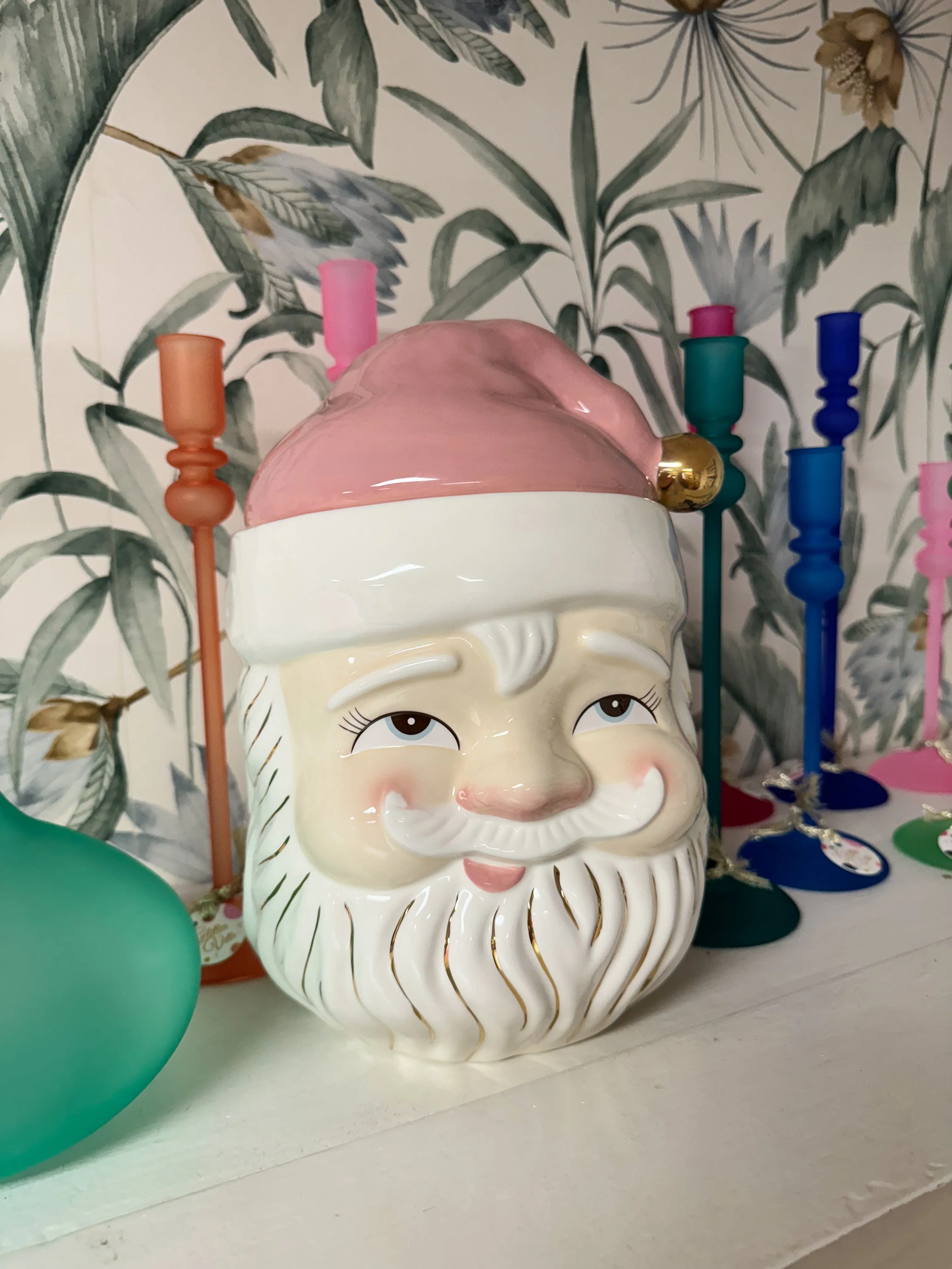 Papa Noel in Pink Cookie Jar