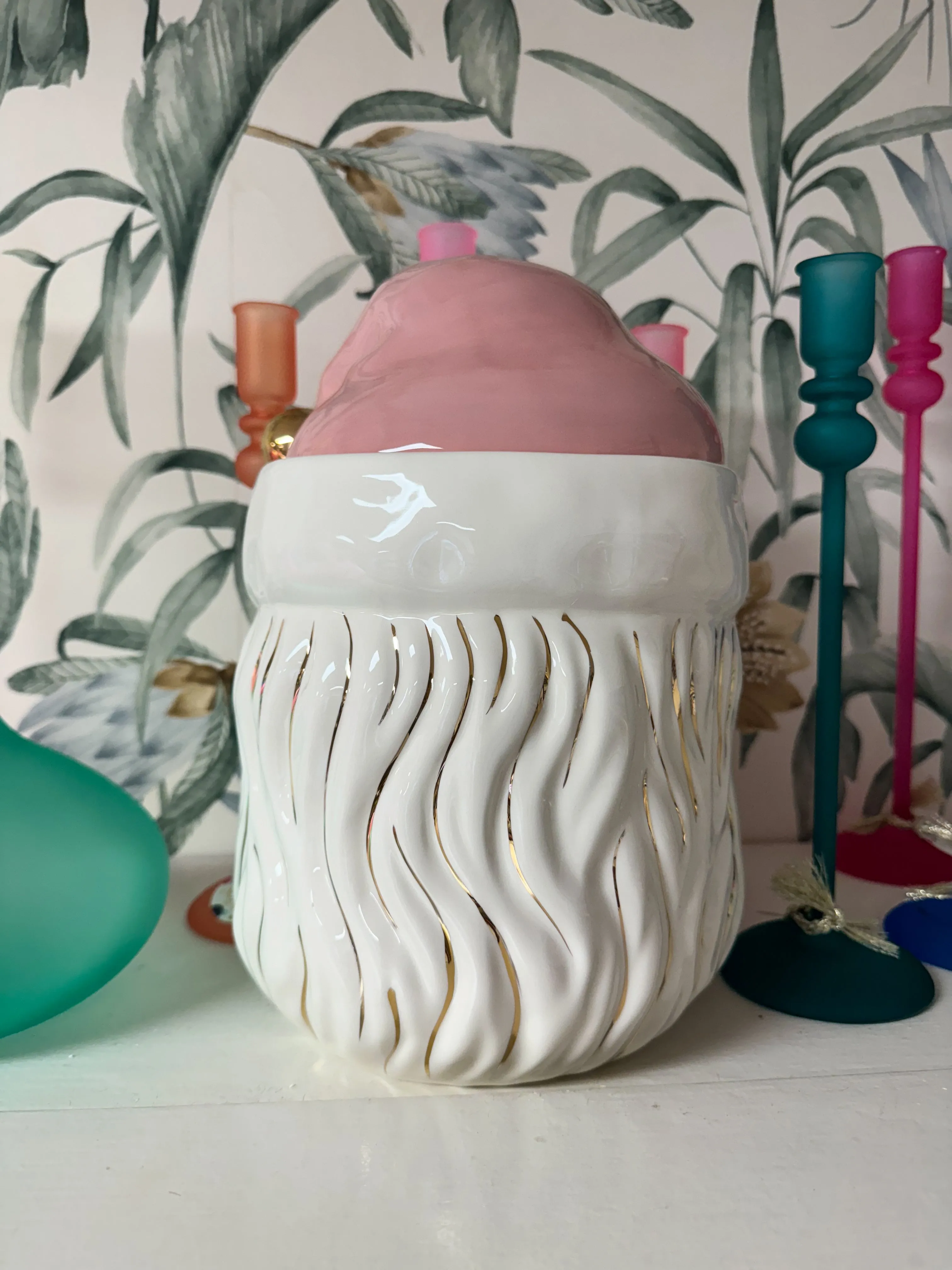 Papa Noel in Pink Cookie Jar