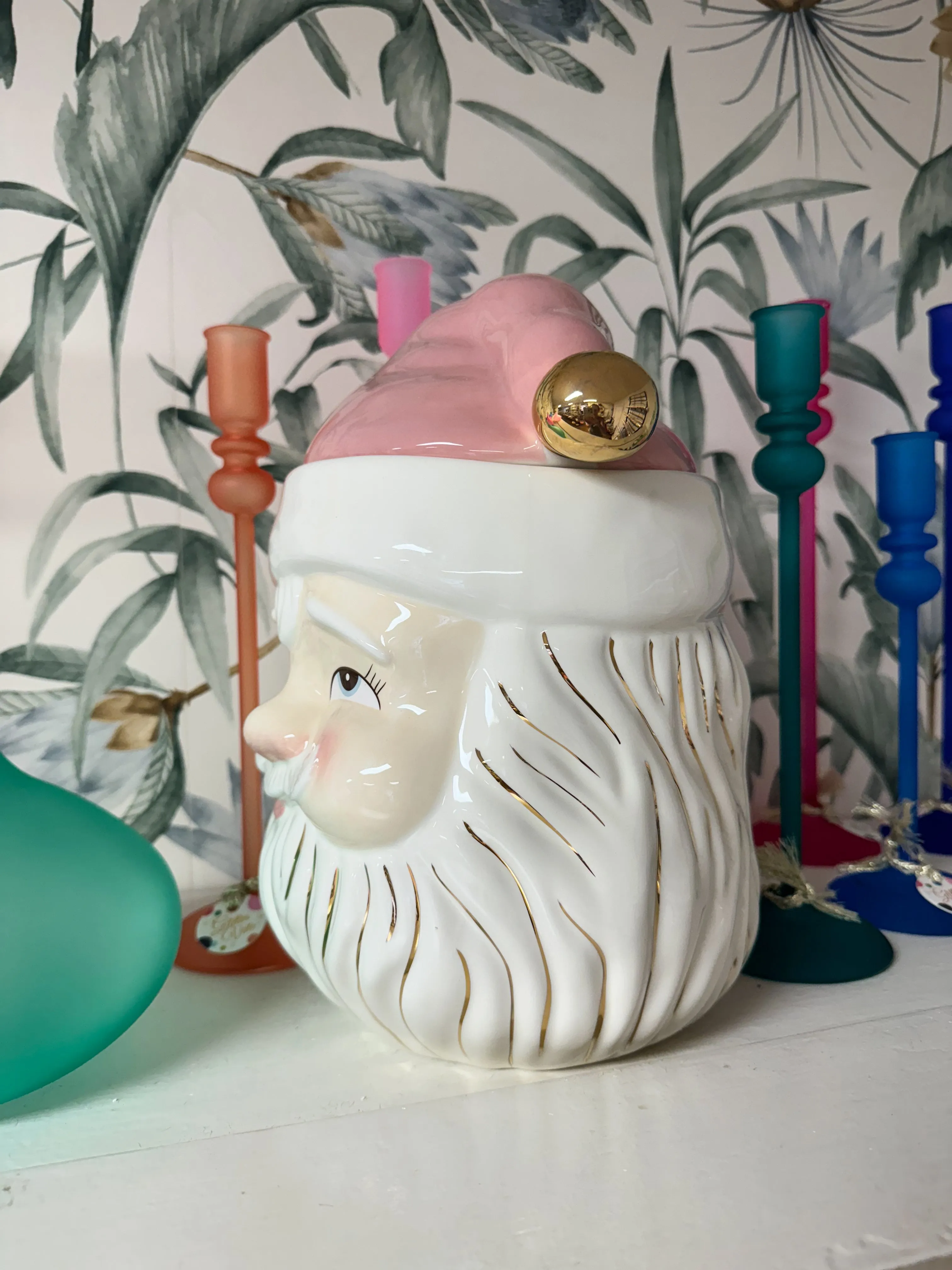 Papa Noel in Pink Cookie Jar