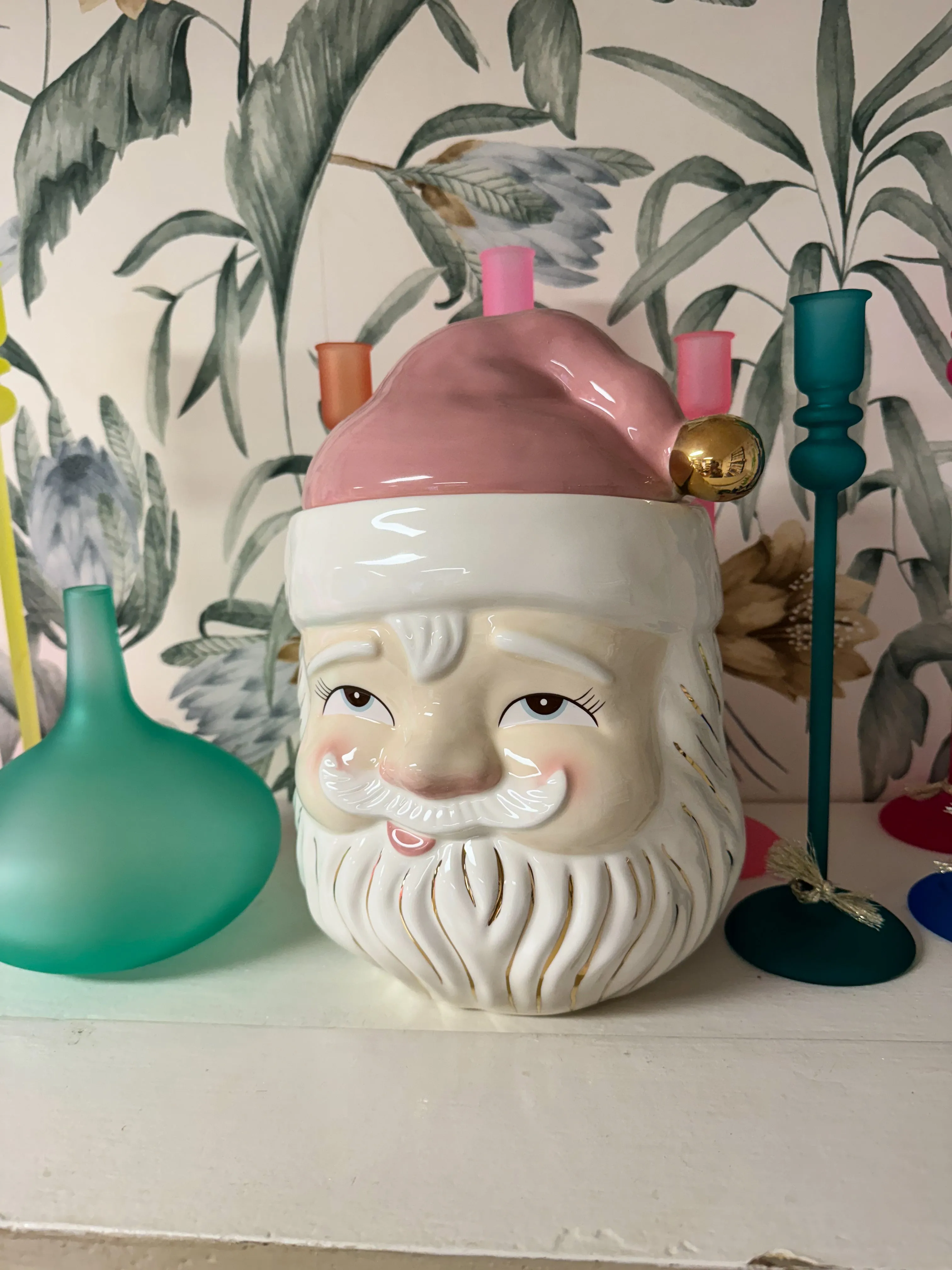 Papa Noel in Pink Cookie Jar