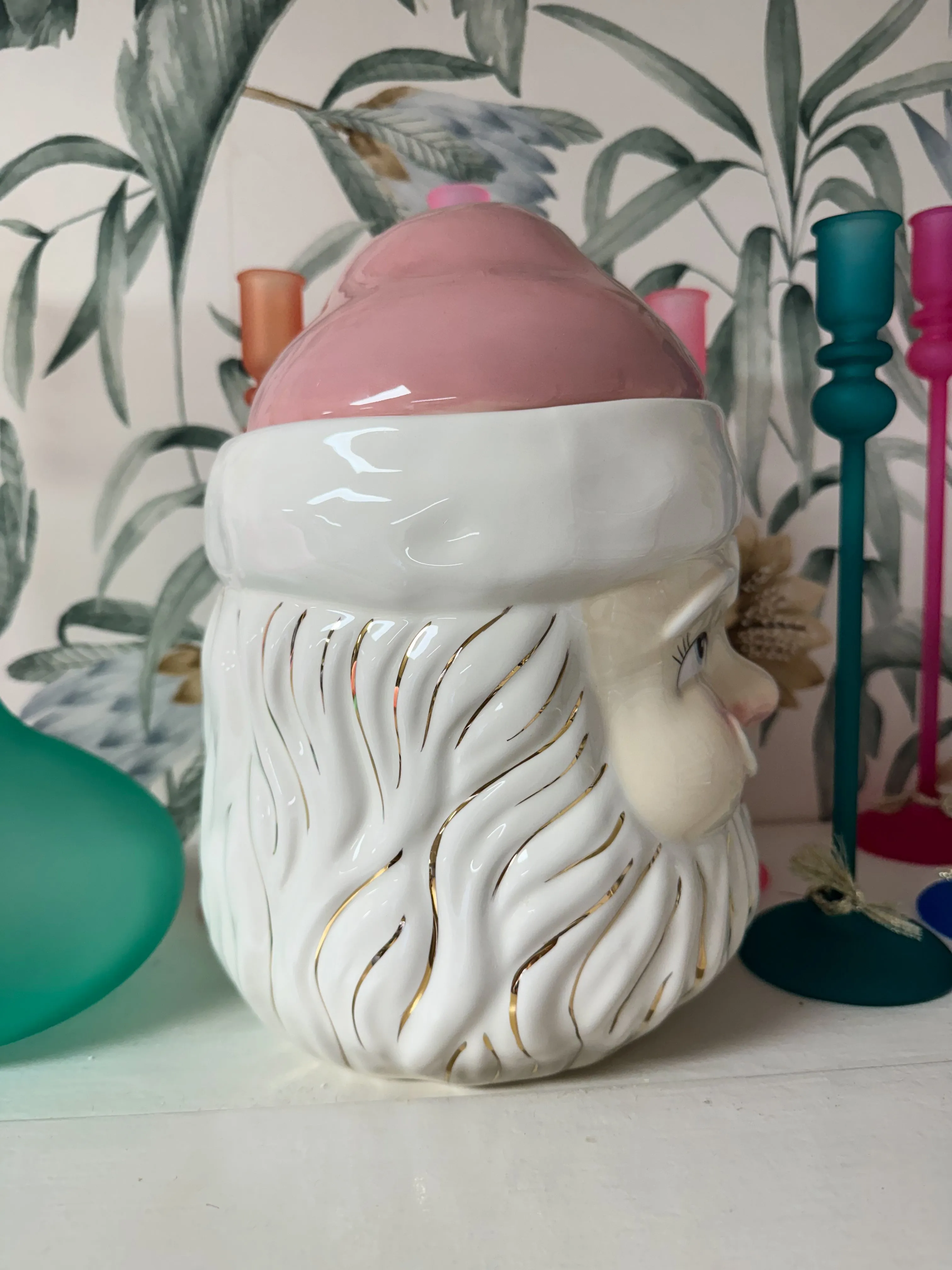 Papa Noel in Pink Cookie Jar