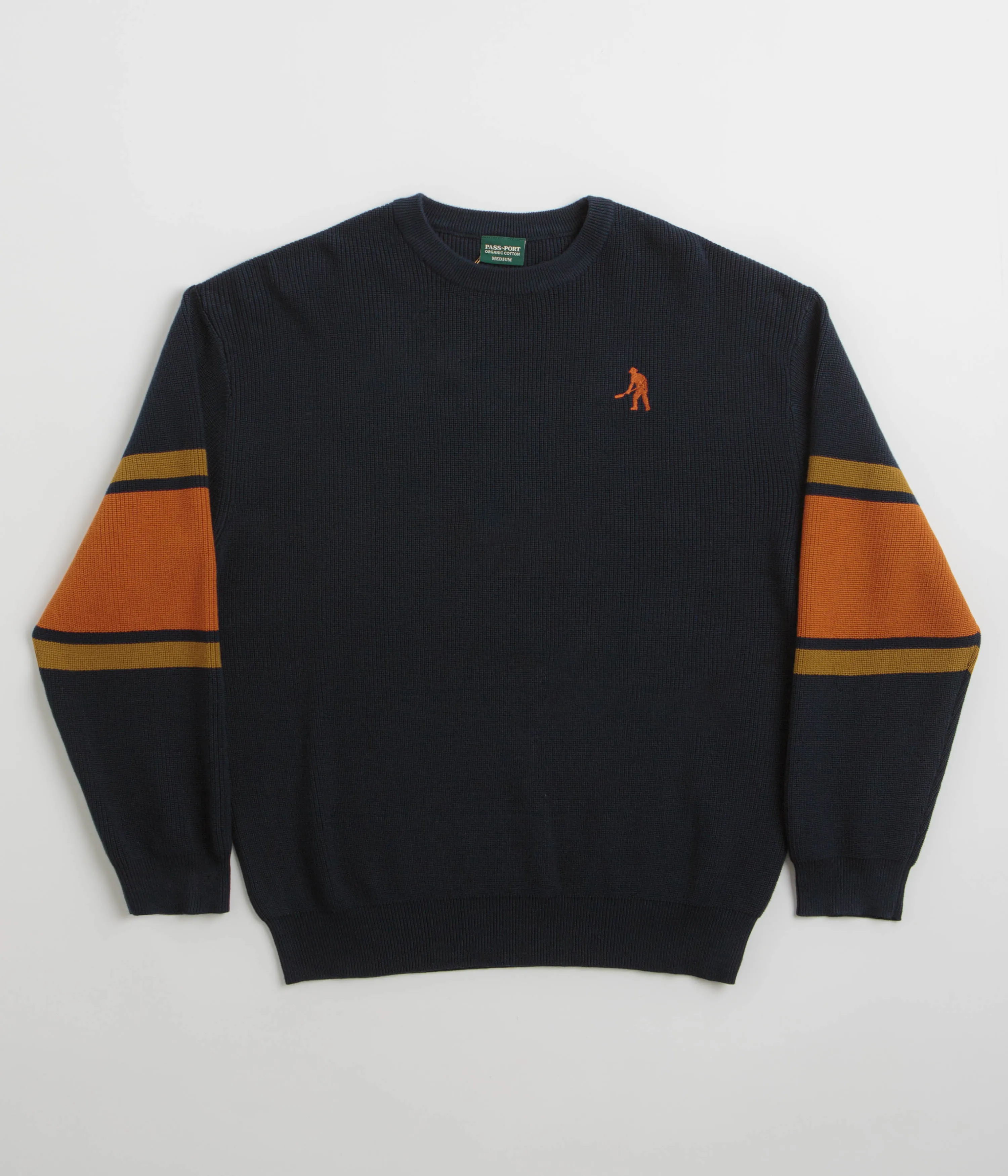 Pass Port Organic Cotton Stripe Knit Sweatshirt - Navy