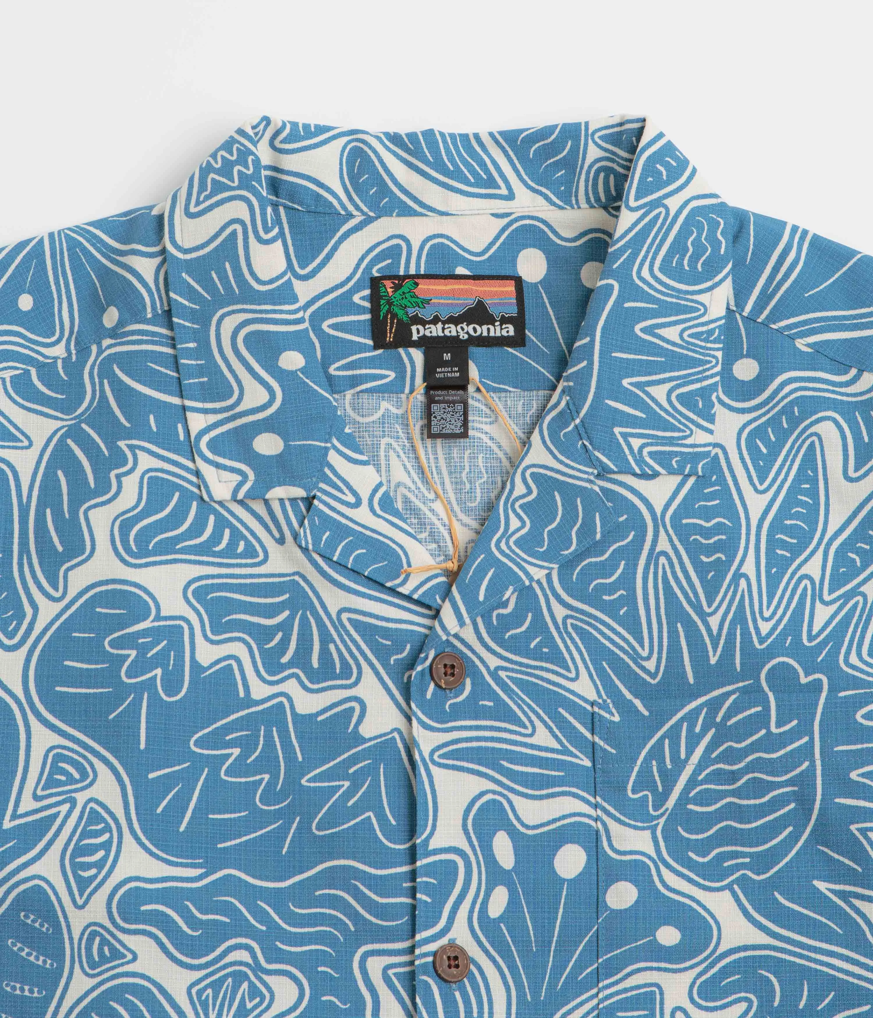 Patagonia Tidal Threads Camp Shirt - Bees and Flowers: Still Blue