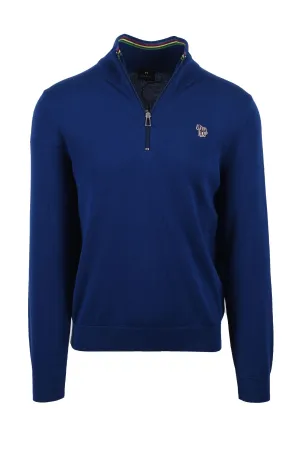 Paul Smith Zebra Logo Zip Neck Sweat Blue