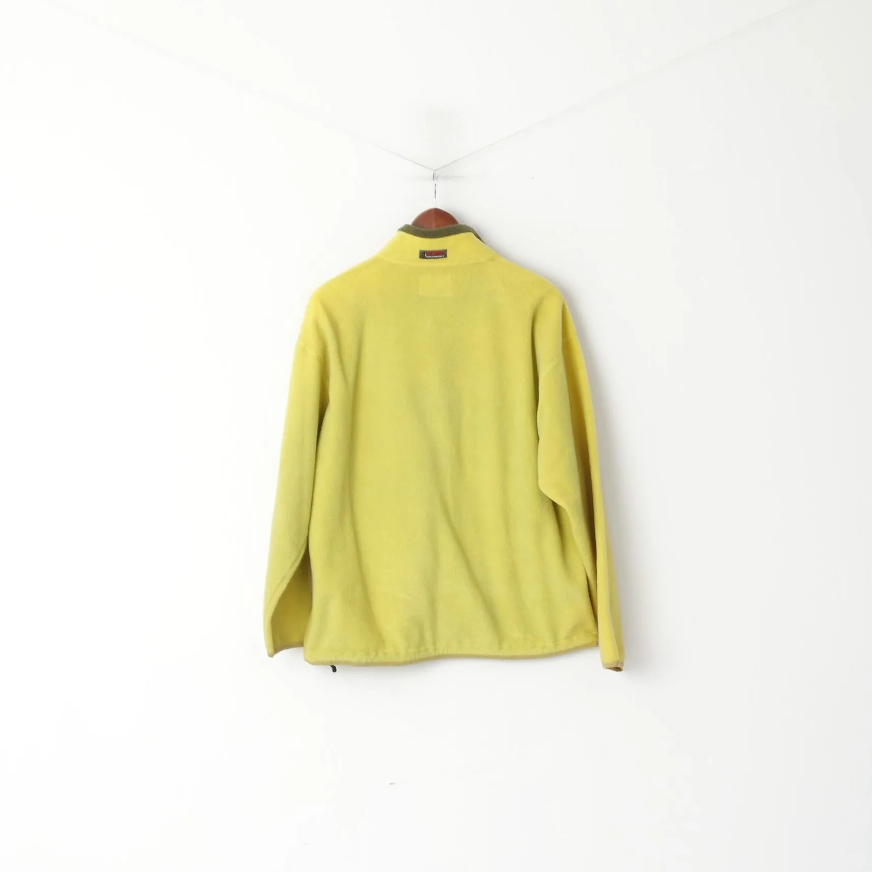 Peak Performance Men M Fleece Top Lime Pullover Zip Neck Pocket Outdoor Top