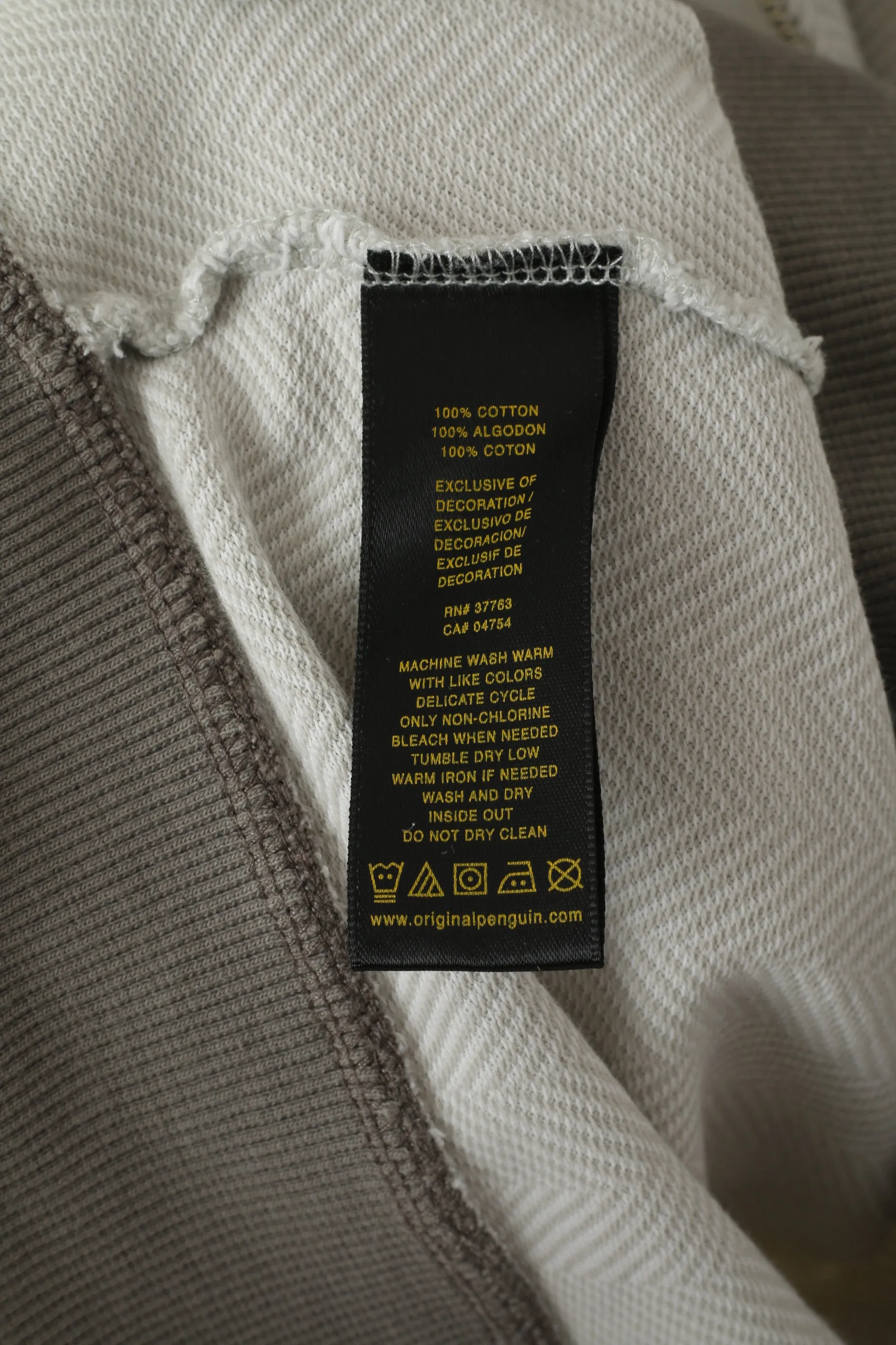 Penguin Men M (S) Sweatshirt Grey Cotton Full Zipper Herringbone Casual Top