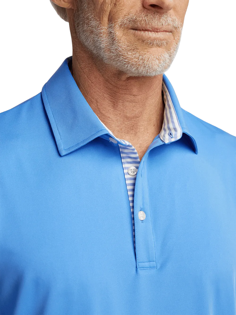 Performance Blend Three Button Polo - Blue