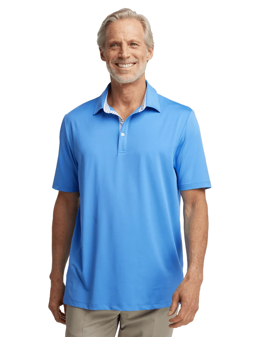 Performance Blend Three Button Polo - Blue