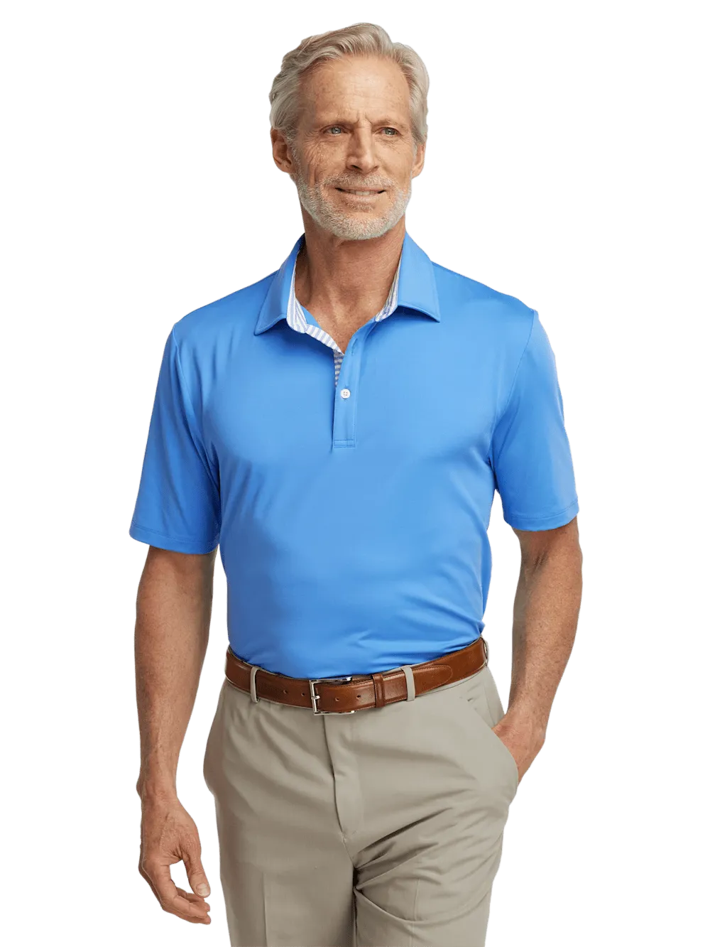 Performance Blend Three Button Polo - Blue