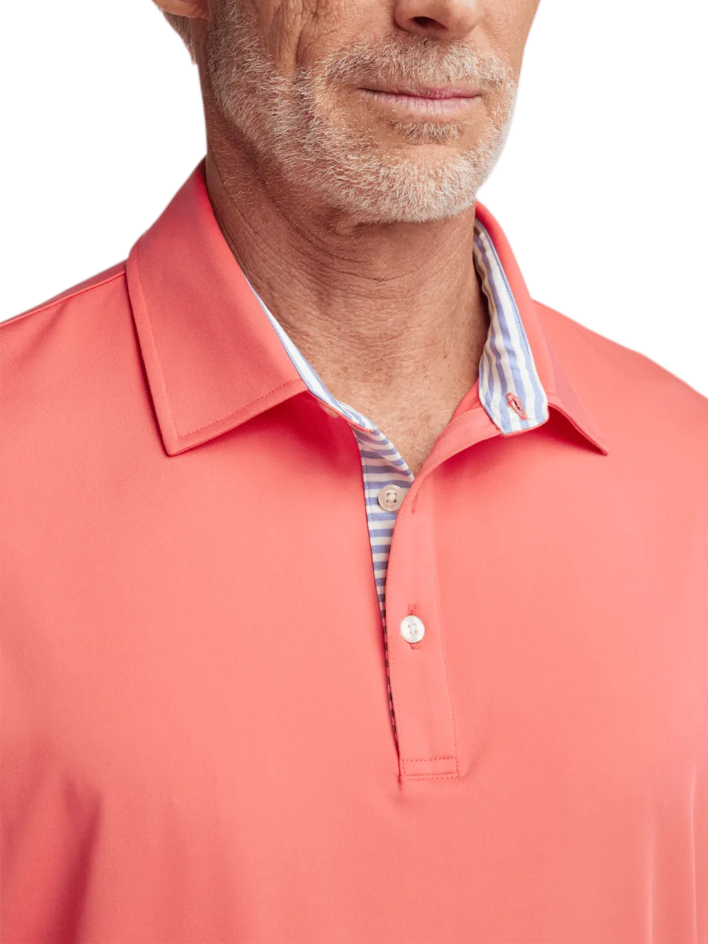 Performance Blend Three Button Polo - Bright Coral