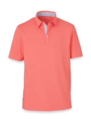 Performance Blend Three Button Polo - Bright Coral