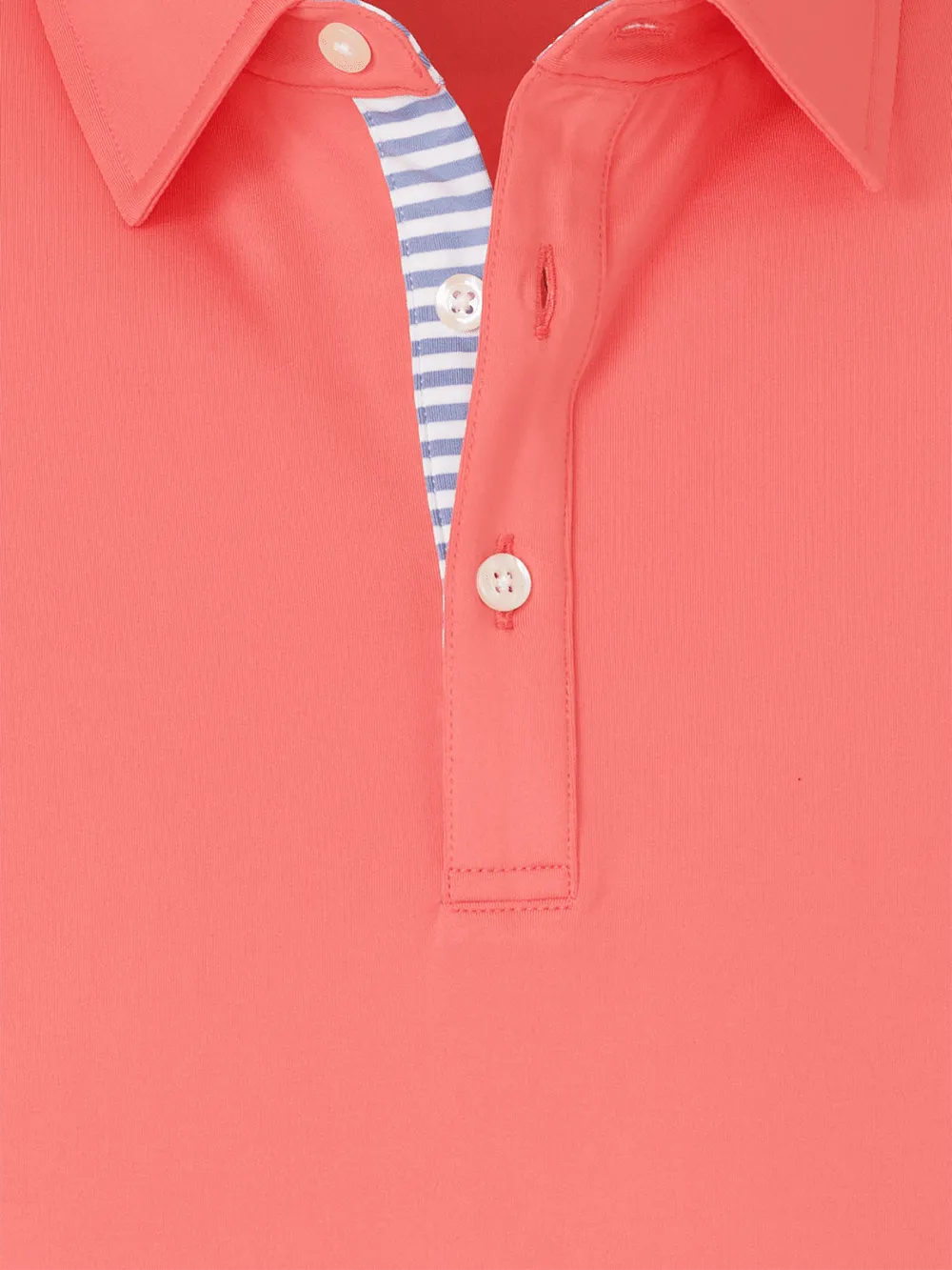 Performance Blend Three Button Polo - Bright Coral