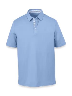 Performance Blend Three Button Polo - Light Blue