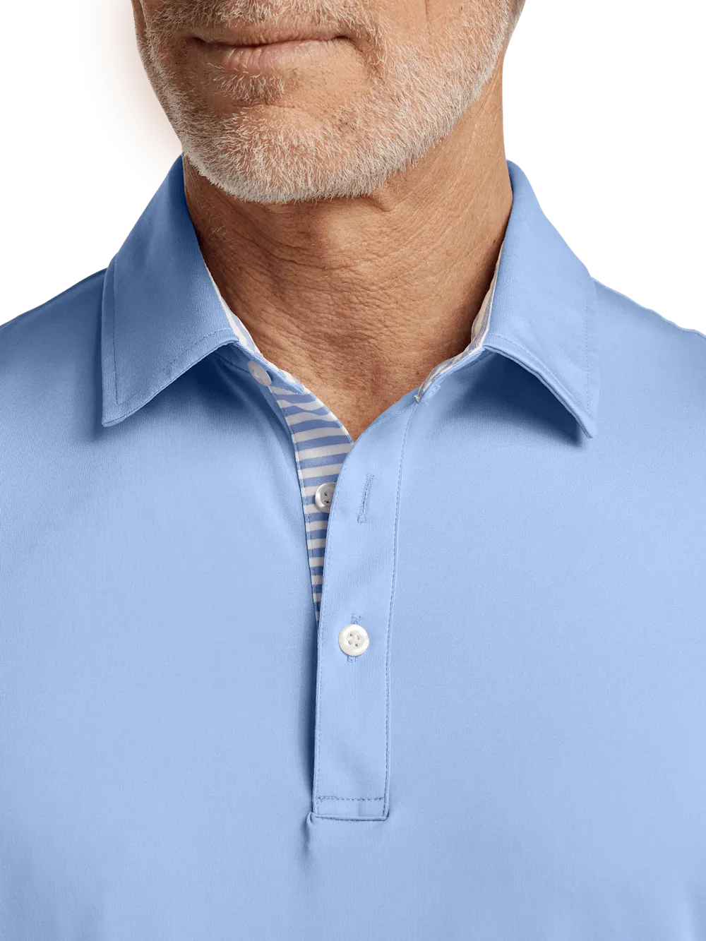 Performance Blend Three Button Polo - Light Blue