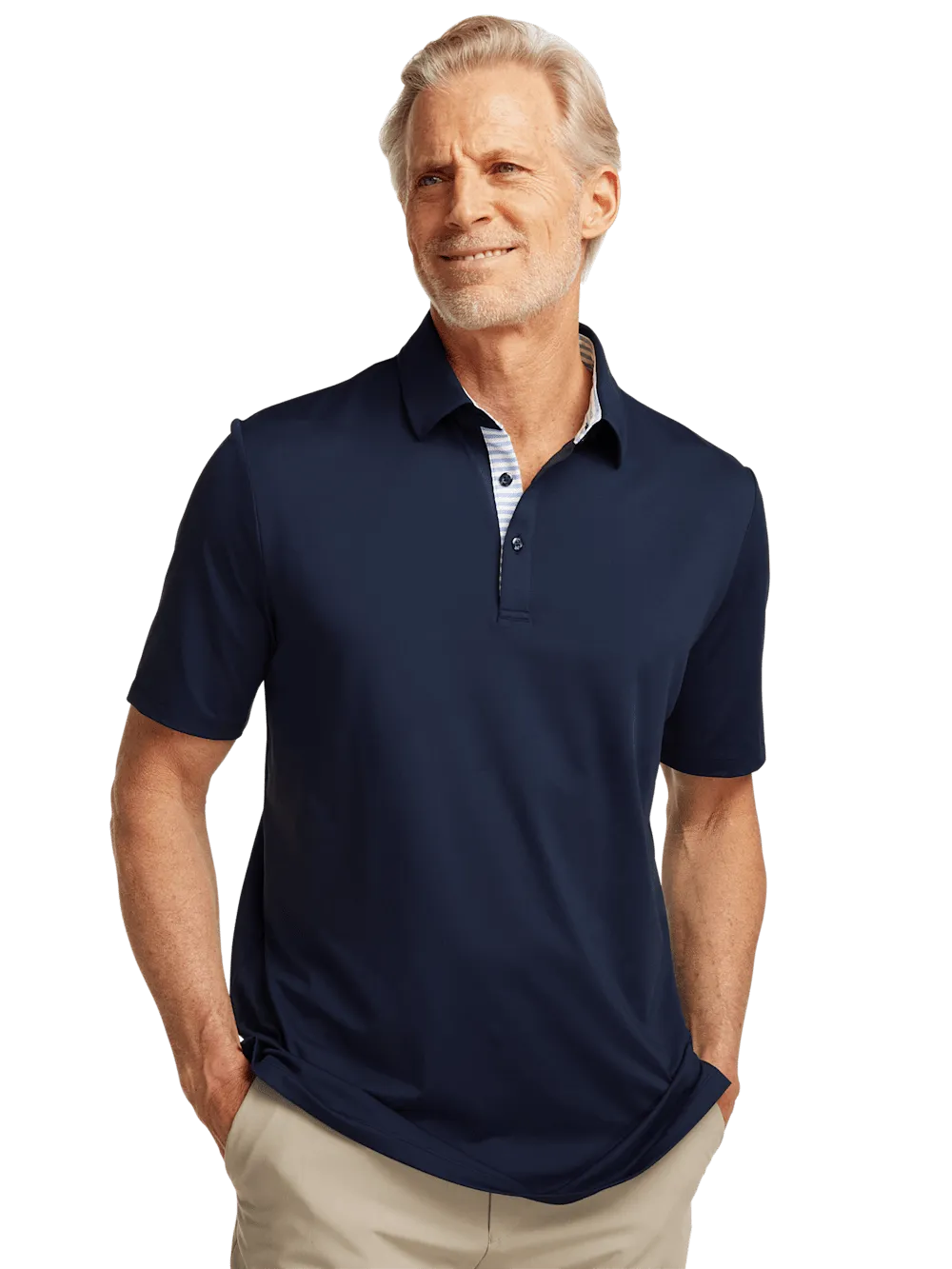 Performance Blend Three Button Polo - Navy