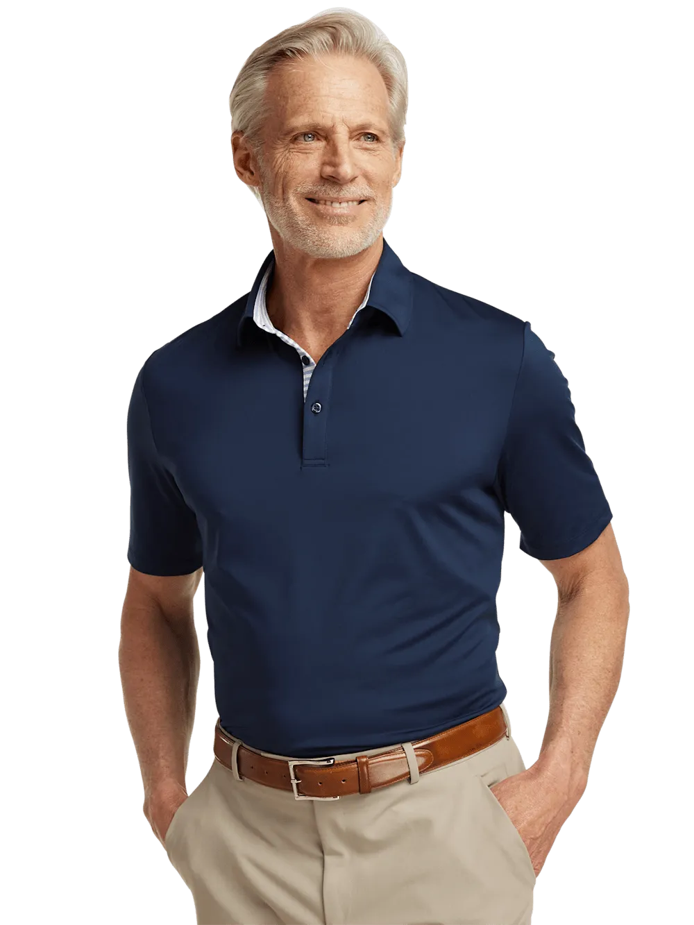 Performance Blend Three Button Polo - Navy