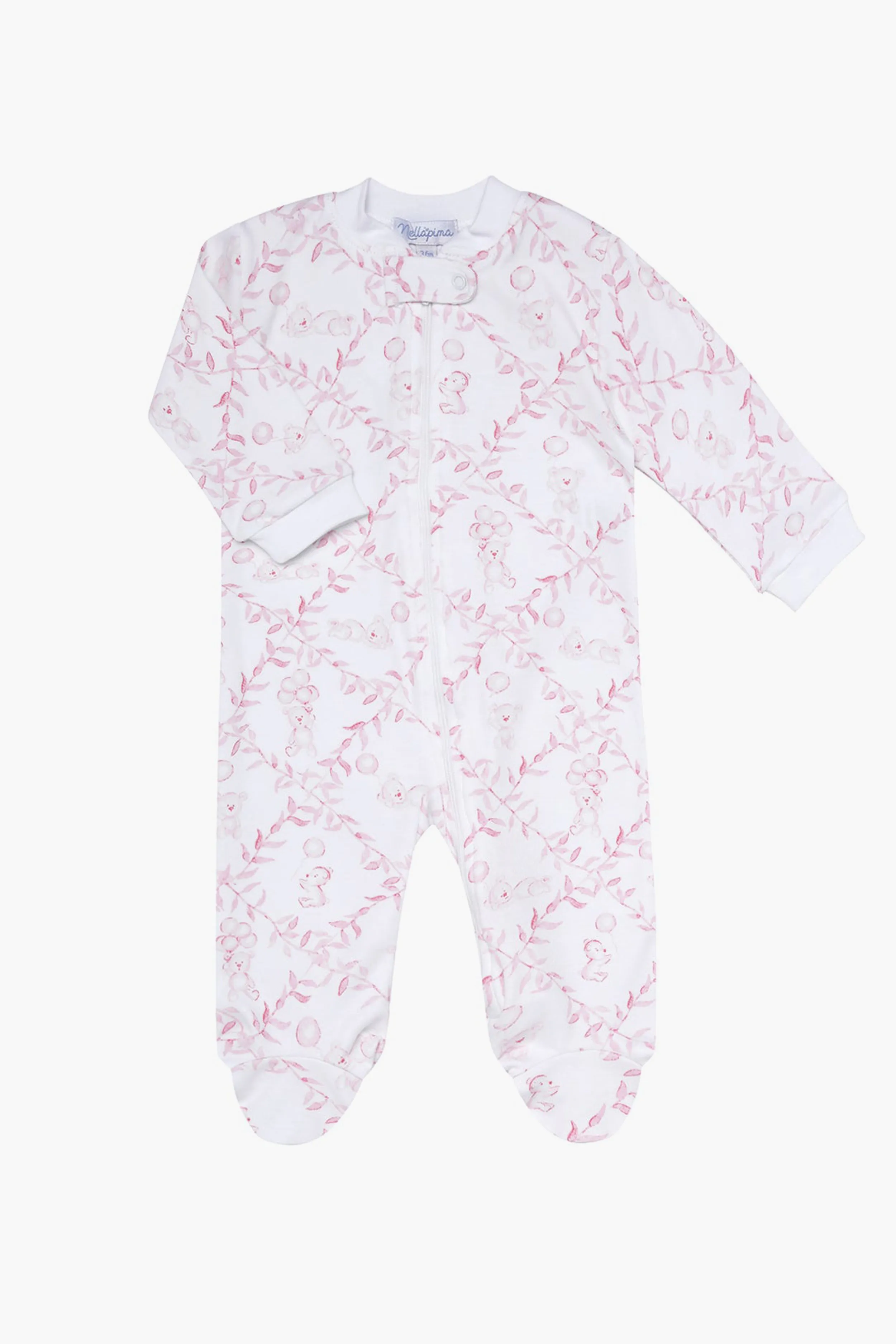 Pink Bears Trellace Zipper Footie
