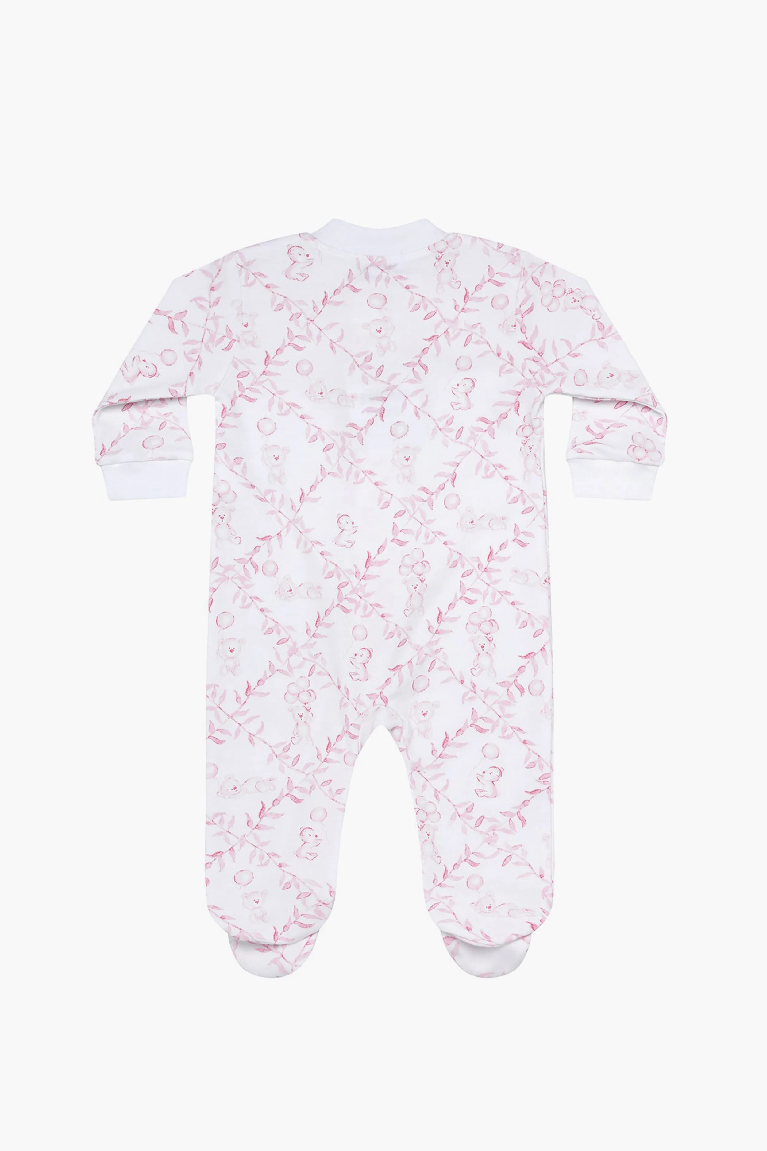 Pink Bears Trellace Zipper Footie