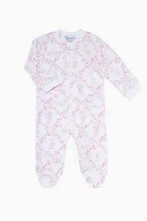 Pink Bears Trellace Zipper Footie