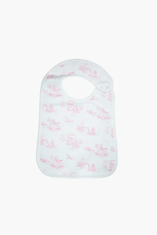 Pink Toile Feeding Bib