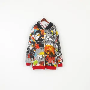 PJ Mark Men 2XL Sweatshirt Multicolour Printed Cotton Double Sided Zip Up Hoodie