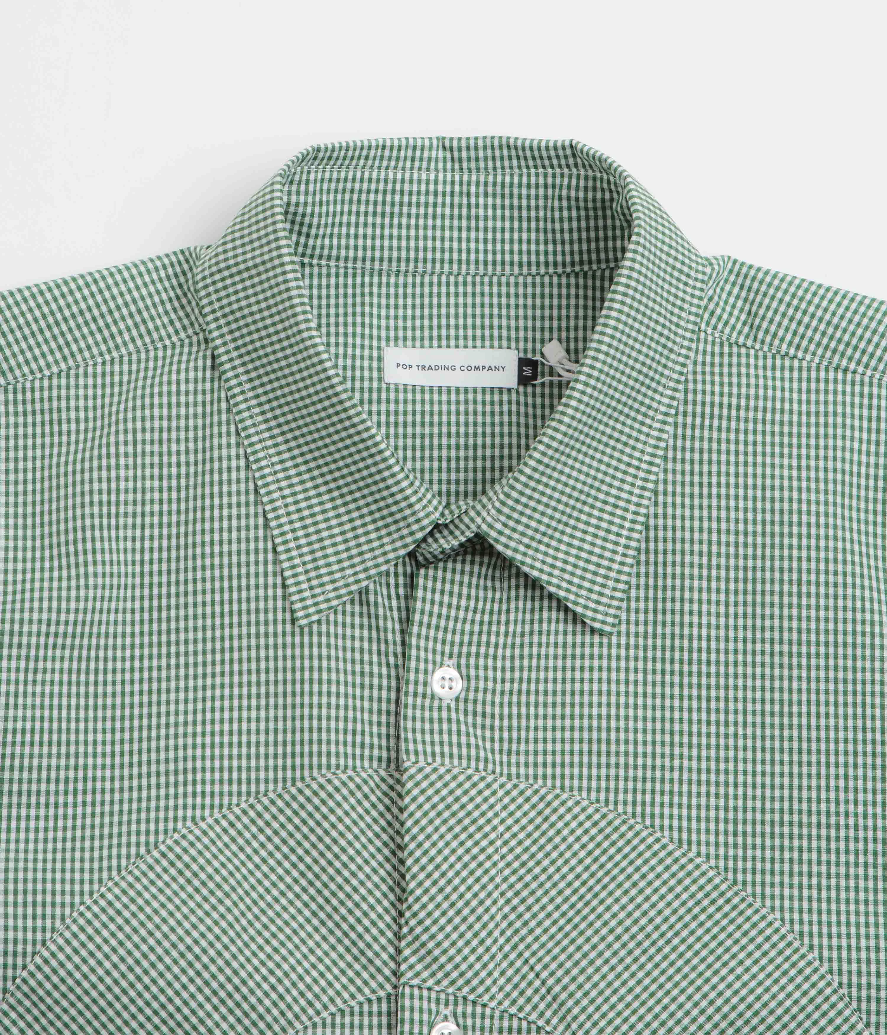 Pop Trading Company O Short Sleeve Gingham Shirt - Green / White