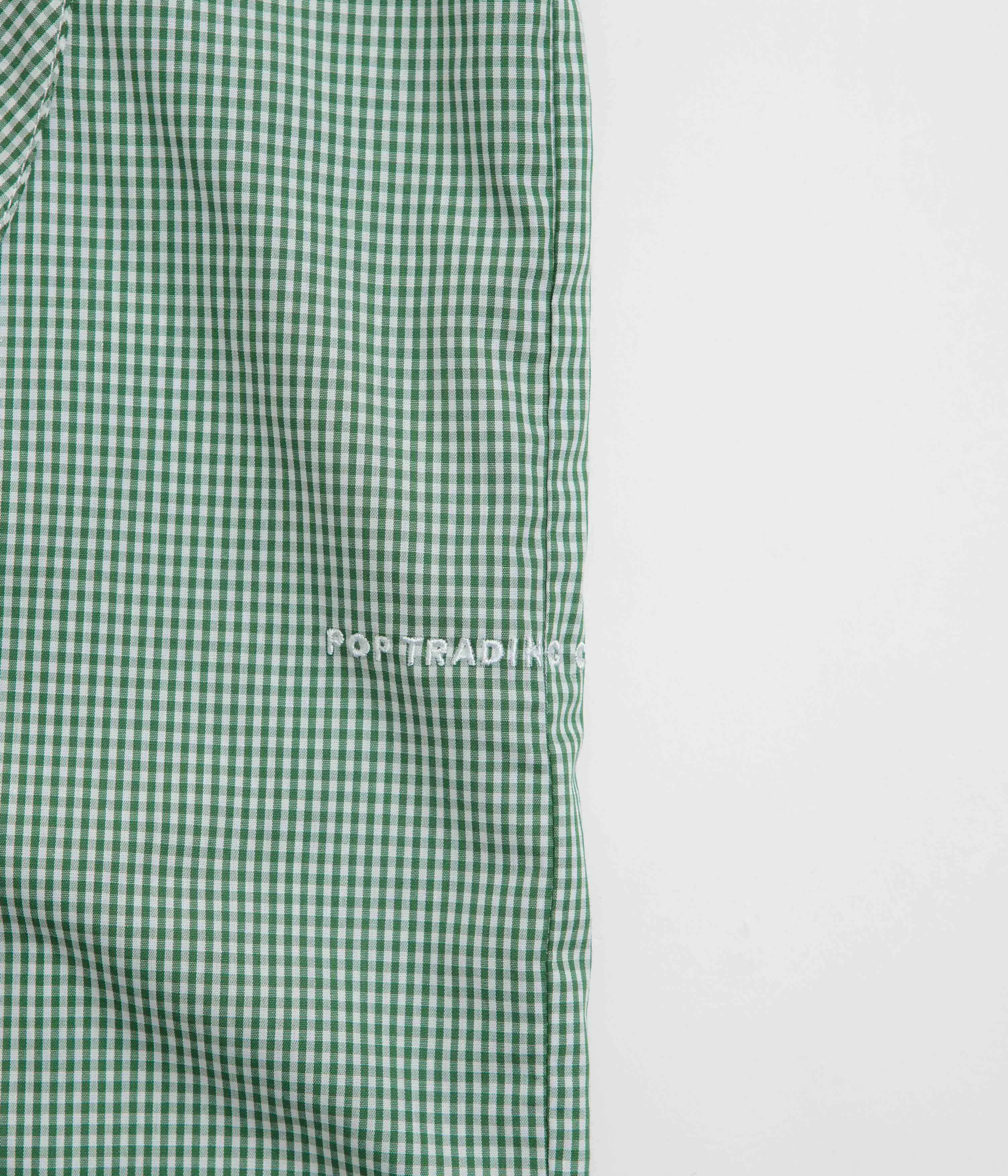 Pop Trading Company O Short Sleeve Gingham Shirt - Green / White