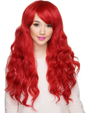 Premium Long Wavy Crimson Red Wig
