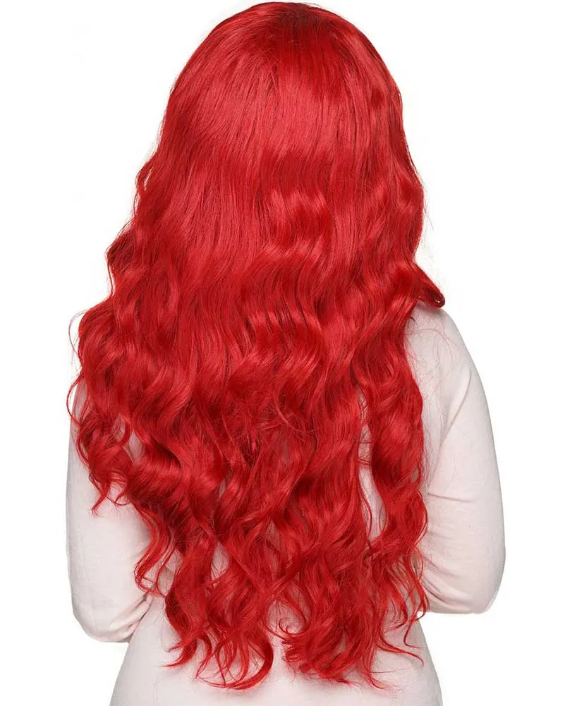 Premium Long Wavy Crimson Red Wig