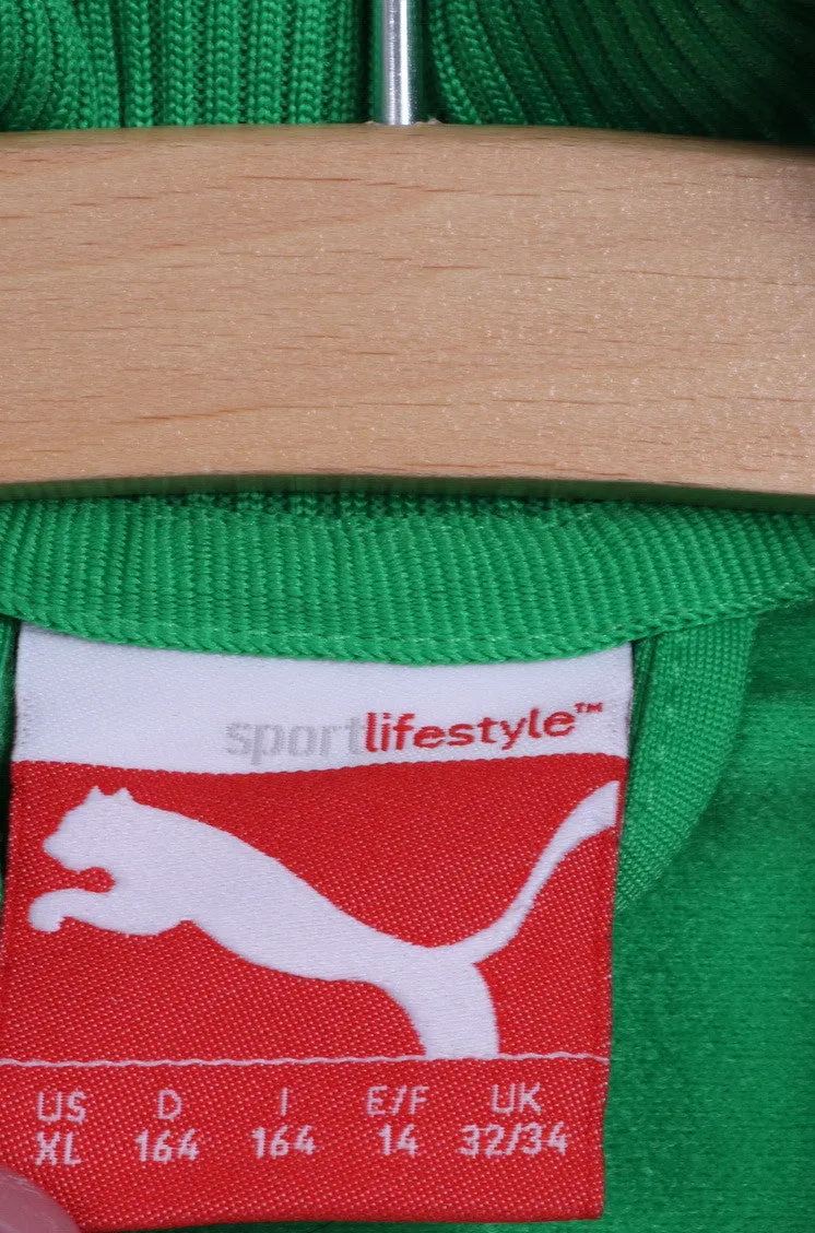 Puma Youth 164 XL Sweatshirt Green Zip Up Graphic Trainig Top