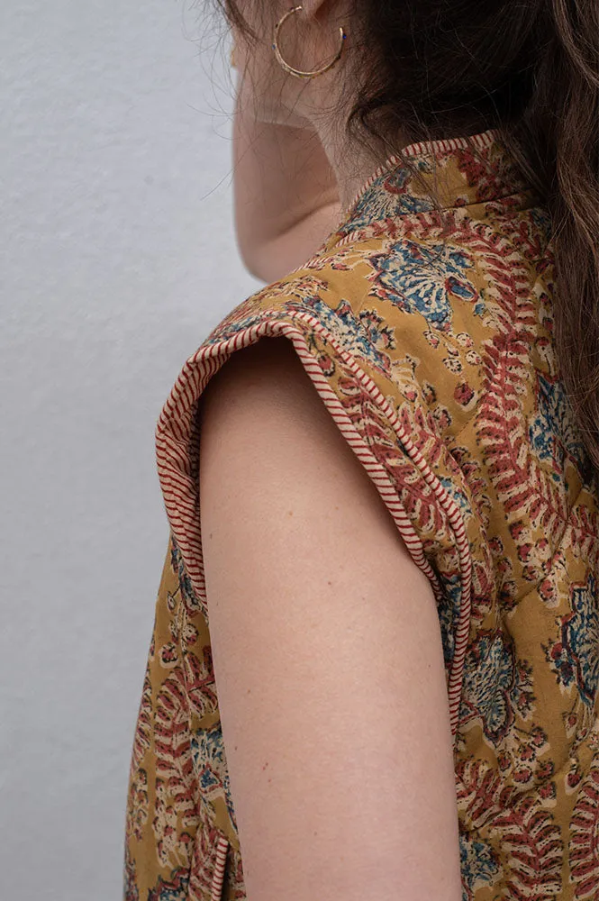 Quilted Ochre Floral Gilet