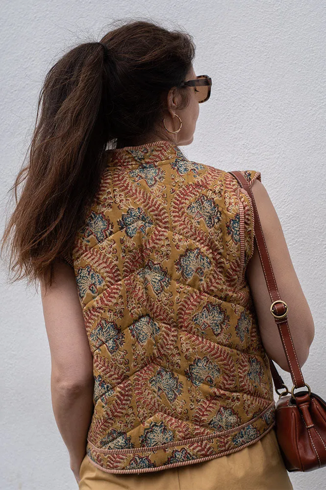 Quilted Ochre Floral Gilet