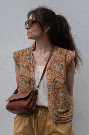 Quilted Ochre Floral Gilet