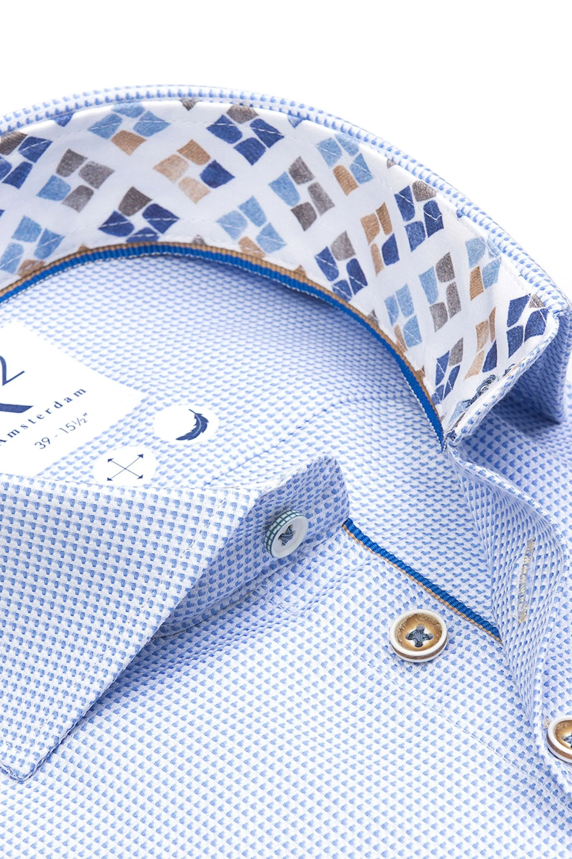 R2 Cut Away Collar Long Sleeved Shirt Cobalt