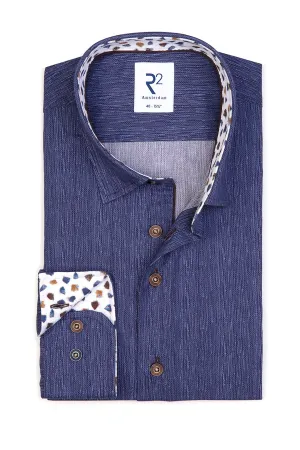 R2 Cut Away Collar Long Sleeved Shirt Mid Blue